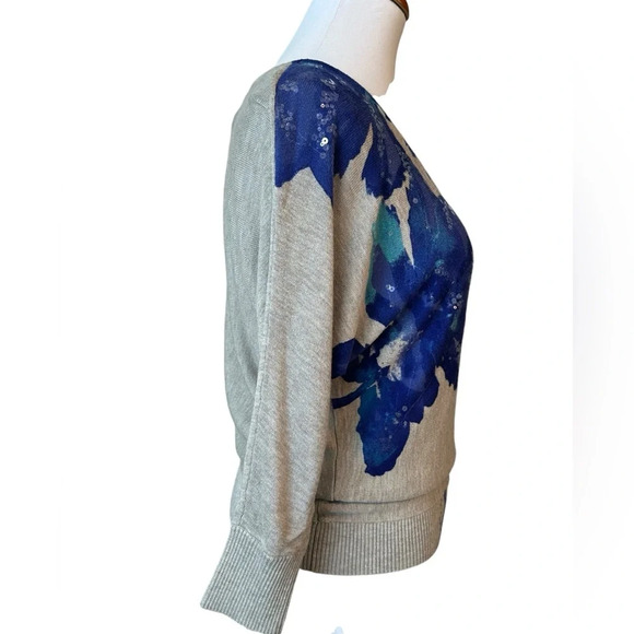 INC International Concepts Floral & Sequin V-neck Lightweight Rayon Swea… - Picture 4 of 6